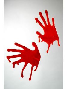 Décoration Halloween, les mains en sang