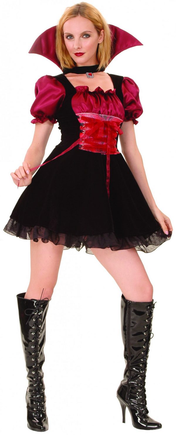 GEMVIE Vampire Vampire Robe De Vampire Avec Col Pour Fille Costume Halloween Carnaval Cosplay Noir Rouge
